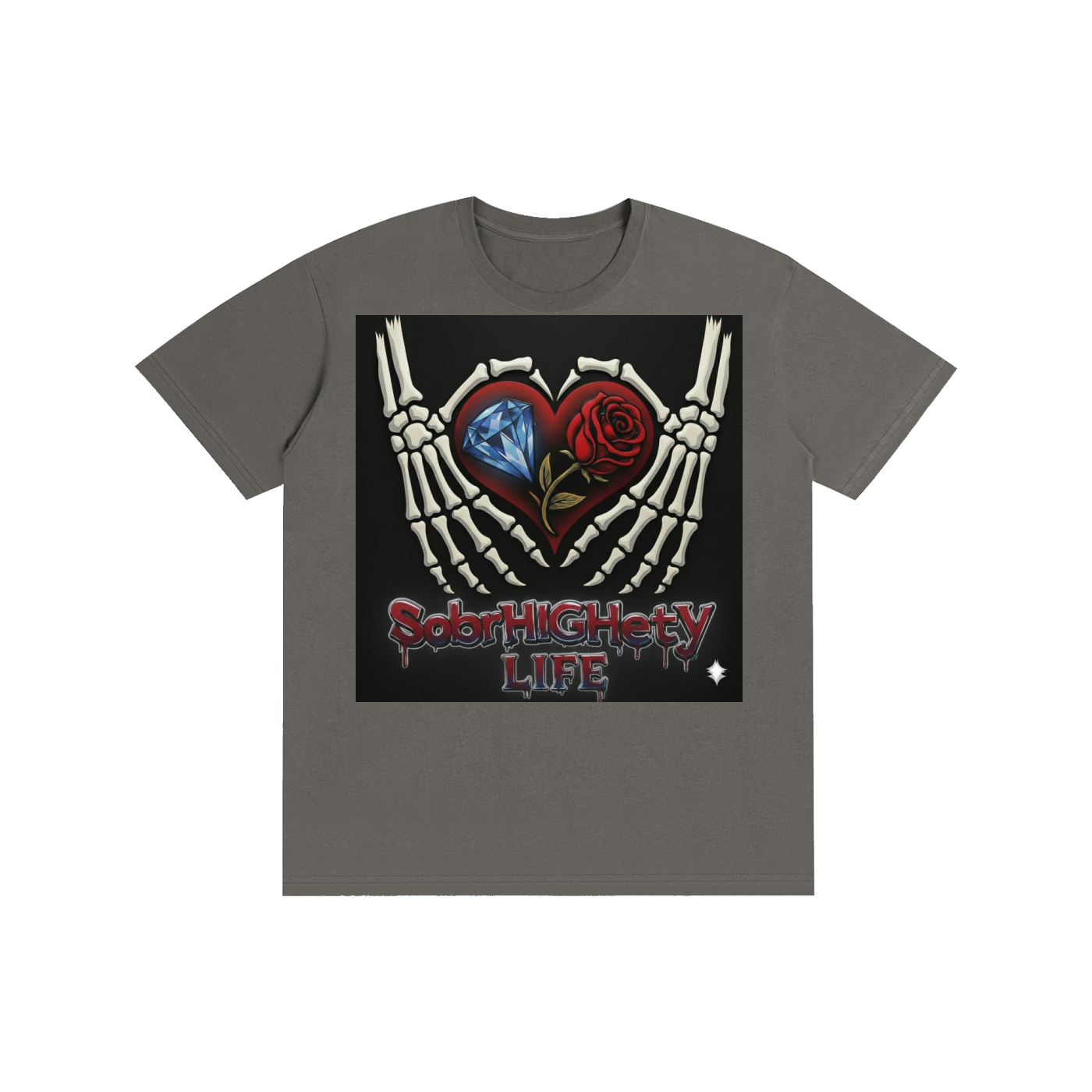 "The Original" SobrHIGHetyLIFE Tee - Skeleton Heart & Recovery Values | 100% Pure Cotton