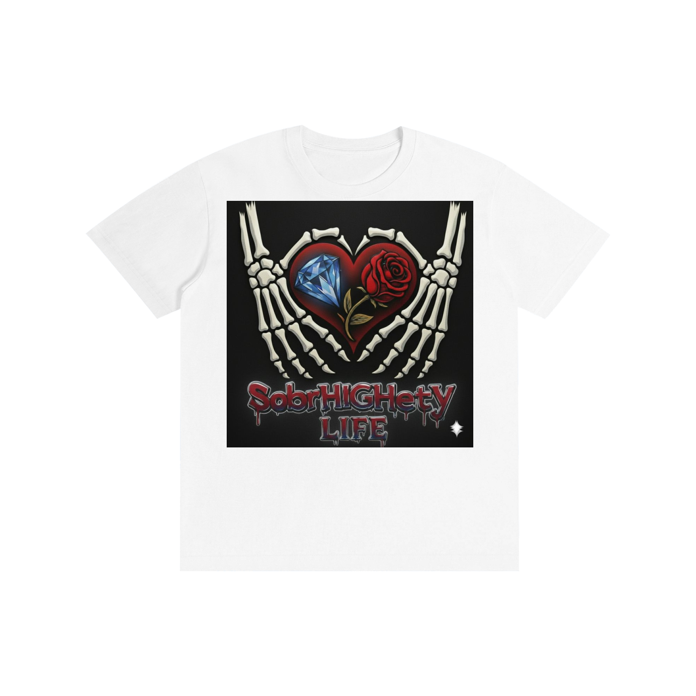 "The Original" SobrHIGHetyLIFE Tee - Skeleton Heart & Recovery Values | 100% Pure Cotton