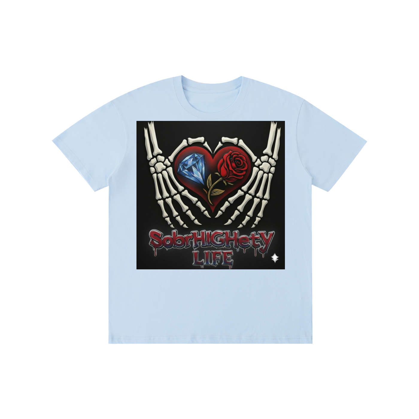 "The Original" SobrHIGHetyLIFE Tee - Skeleton Heart & Recovery Values | 100% Pure Cotton