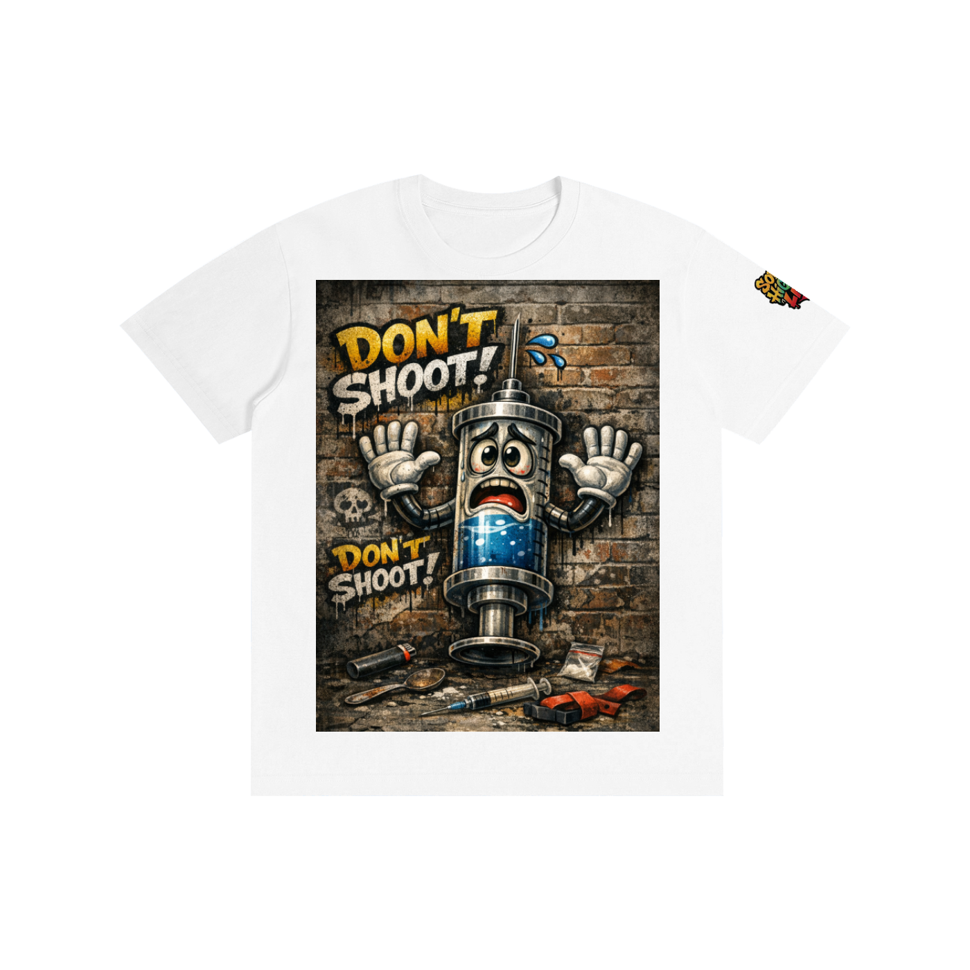 "Don't Shoot Just Capture" camera graphic t-shirt on black 100% cotton - Recovery lifestyle streetwear.