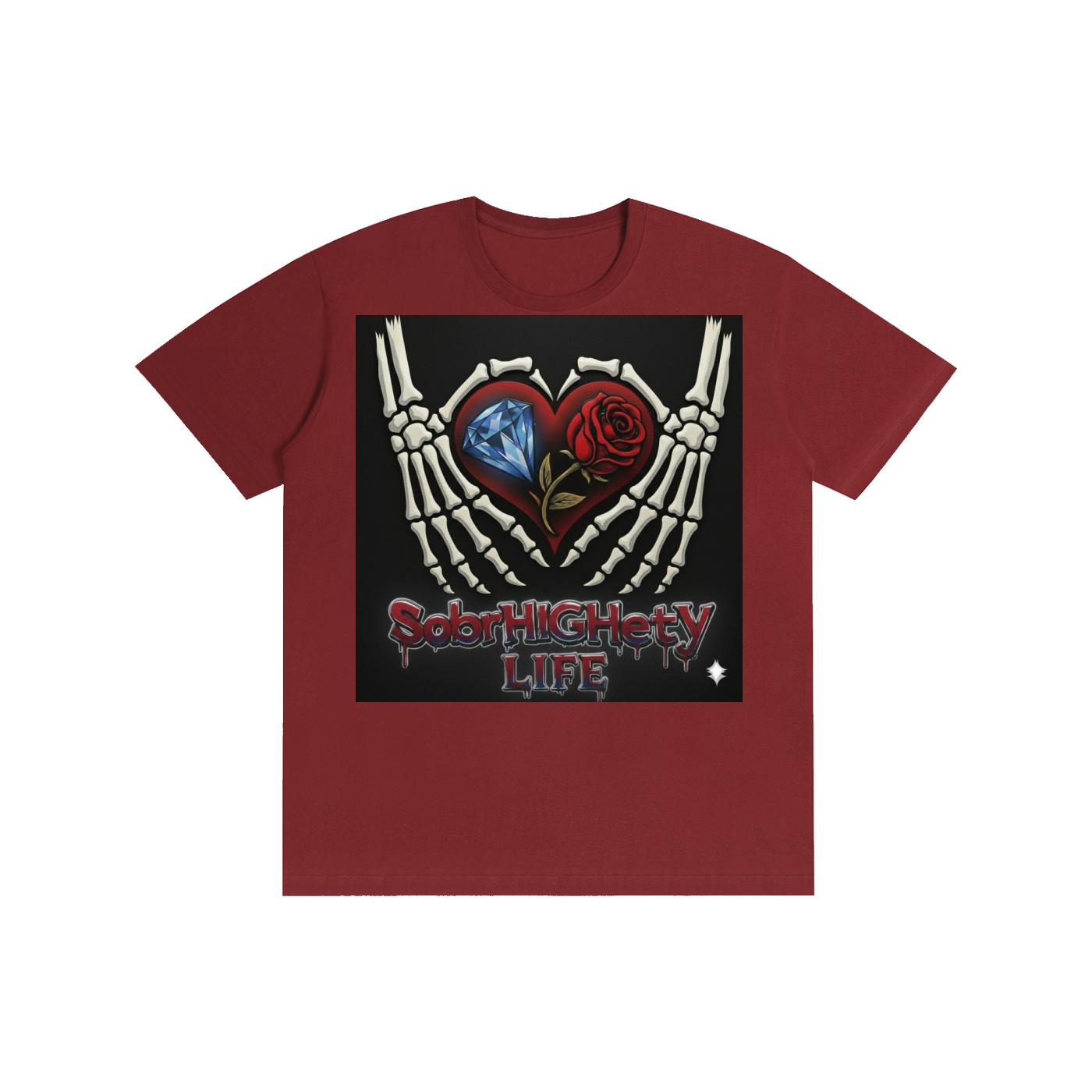 "The Original" SobrHIGHetyLIFE Tee - Skeleton Heart & Recovery Values | 100% Pure Cotton