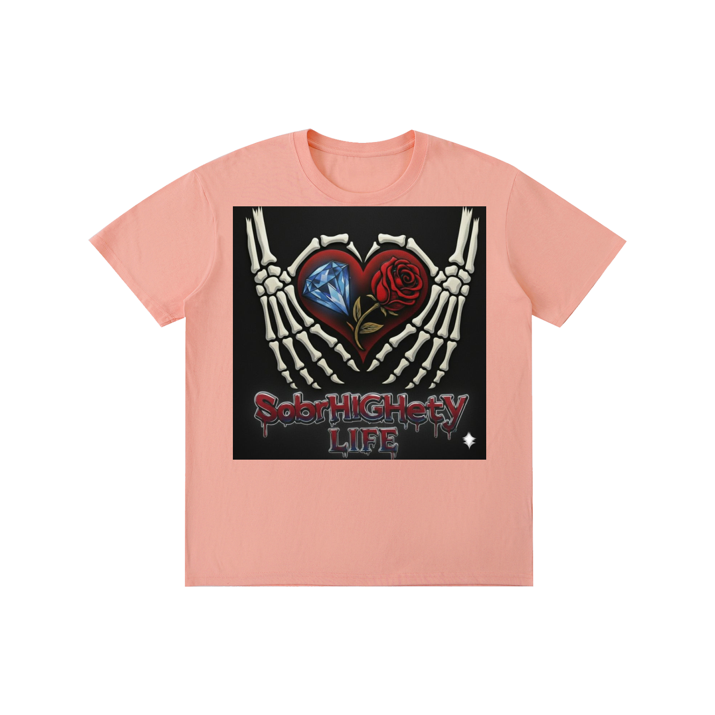 "The Original" SobrHIGHetyLIFE Tee - Skeleton Heart & Recovery Values | 100% Pure Cotton